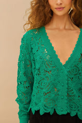 Green Flower Crochet Cardigan | FARM Rio Women
