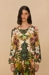 Multicolor Botanical Forest Knit Cardigan | FARM Rio Women
