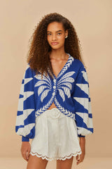 Blue Palms Graphic Knit Cardigan | FARM Rio Women