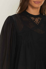 Black Short Sleeve Collar Blouse | FARM Rio Women