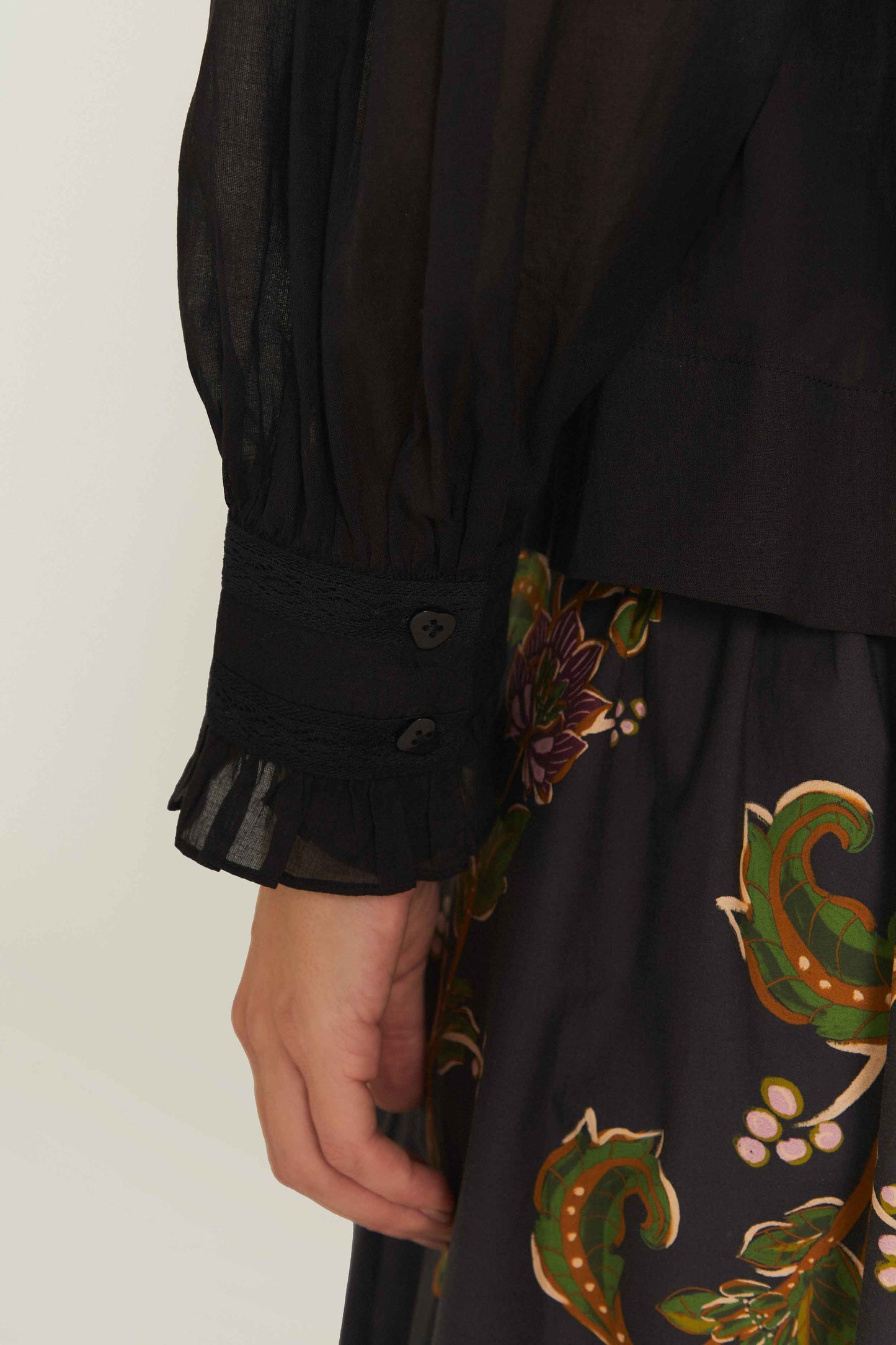 Black Short Sleeve Collar Blouse | FARM Rio Women