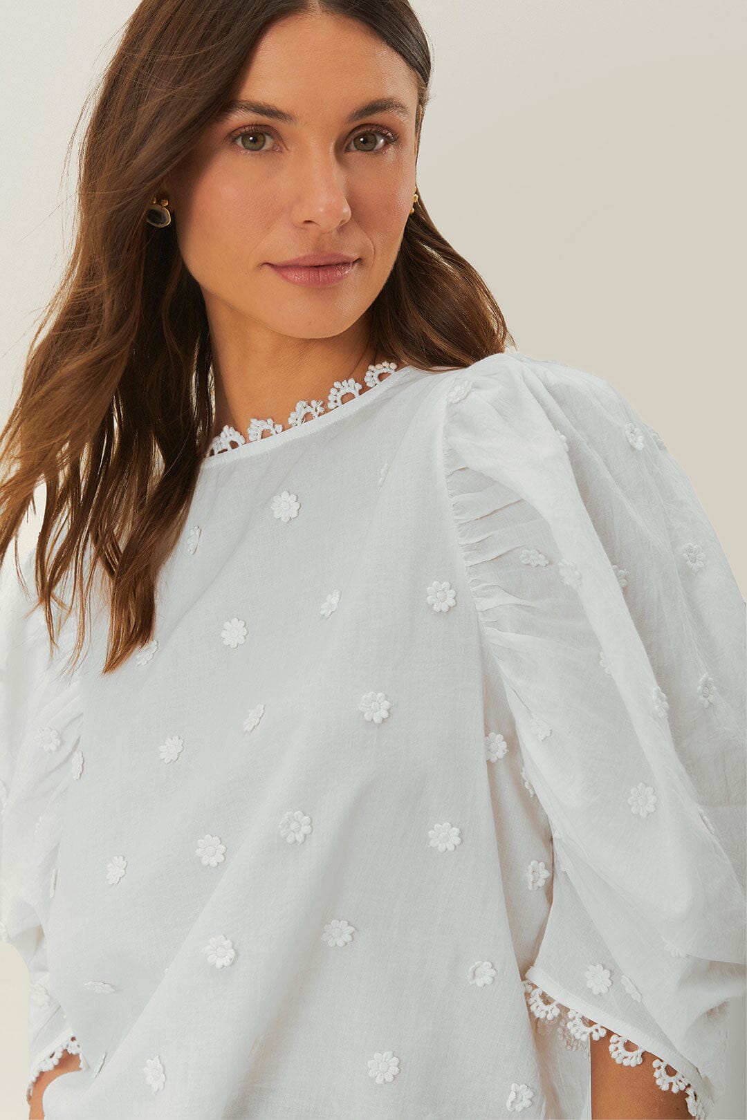 Off-White 3D Flowers Blouse | FARM Rio Women