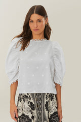 Off-White 3D Flowers Blouse | FARM Rio Women