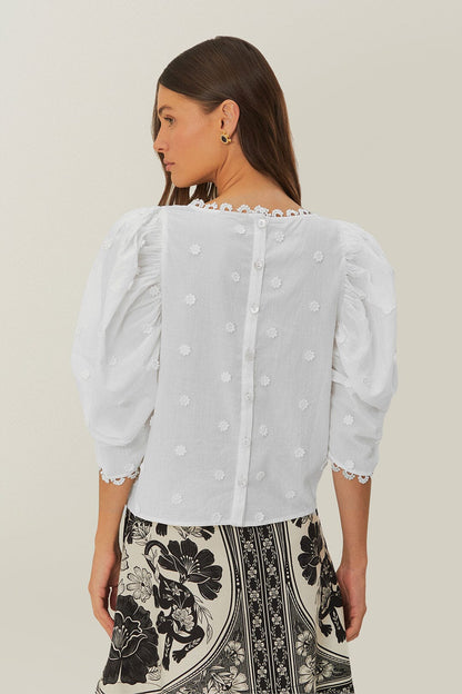Off-White 3D Flowers Blouse | FARM Rio Women