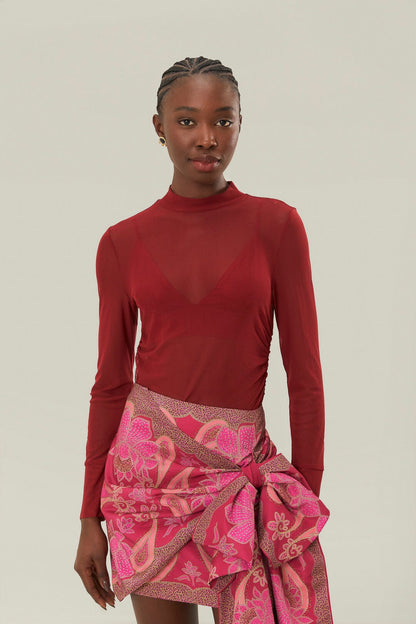 Burgundy Jersey Blouse | FARM Rio Women