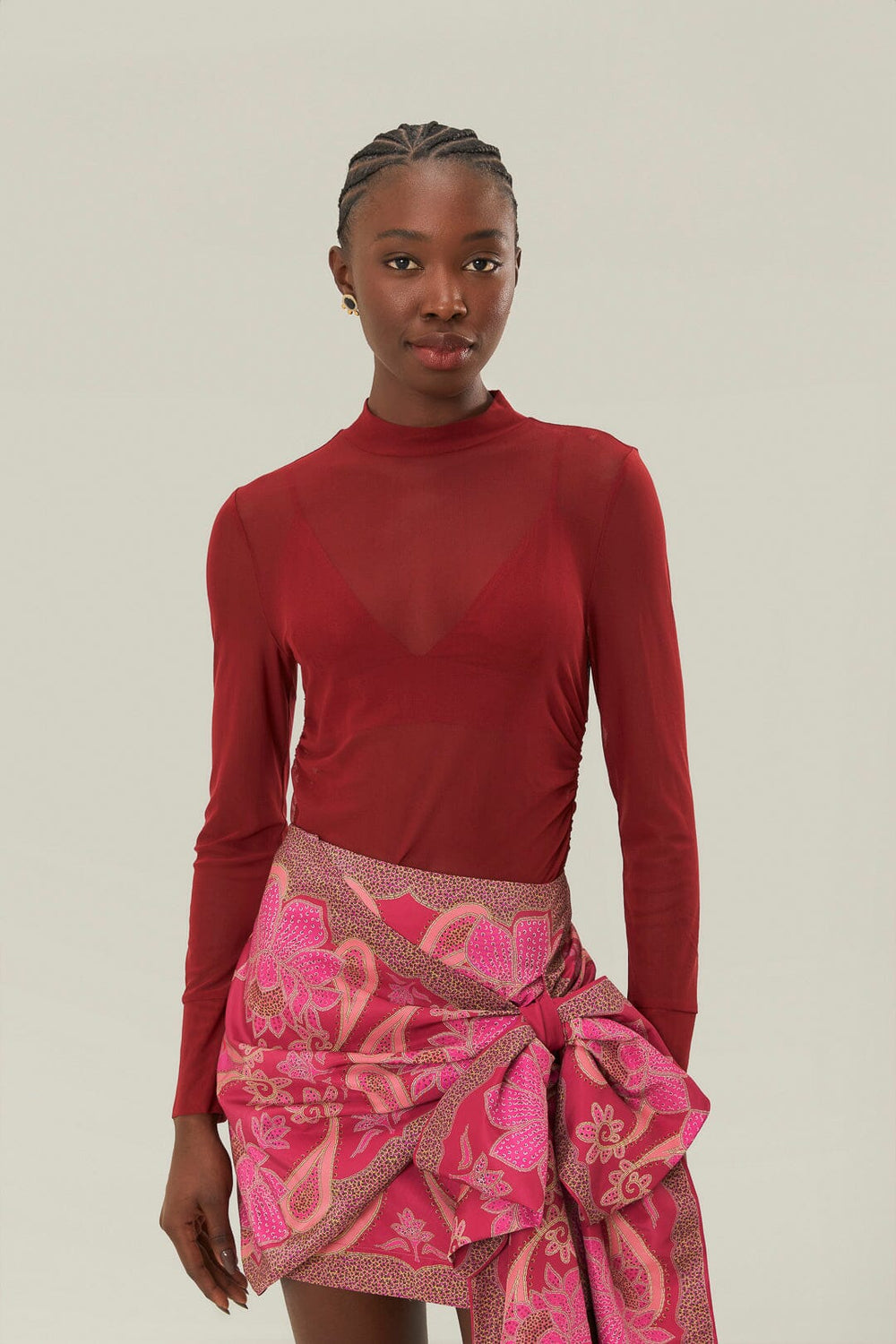 Burgundy Jersey Blouse | FARM Rio Women