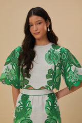 Green Color Festival Euroflax™ Blouse | FARM Rio Women