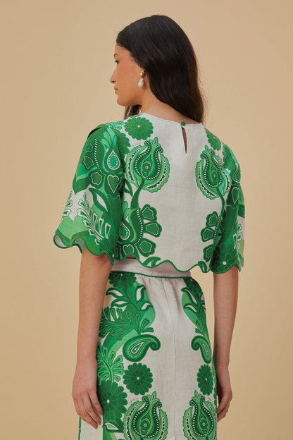Green Color Festival Euroflax™ Blouse | FARM Rio Women