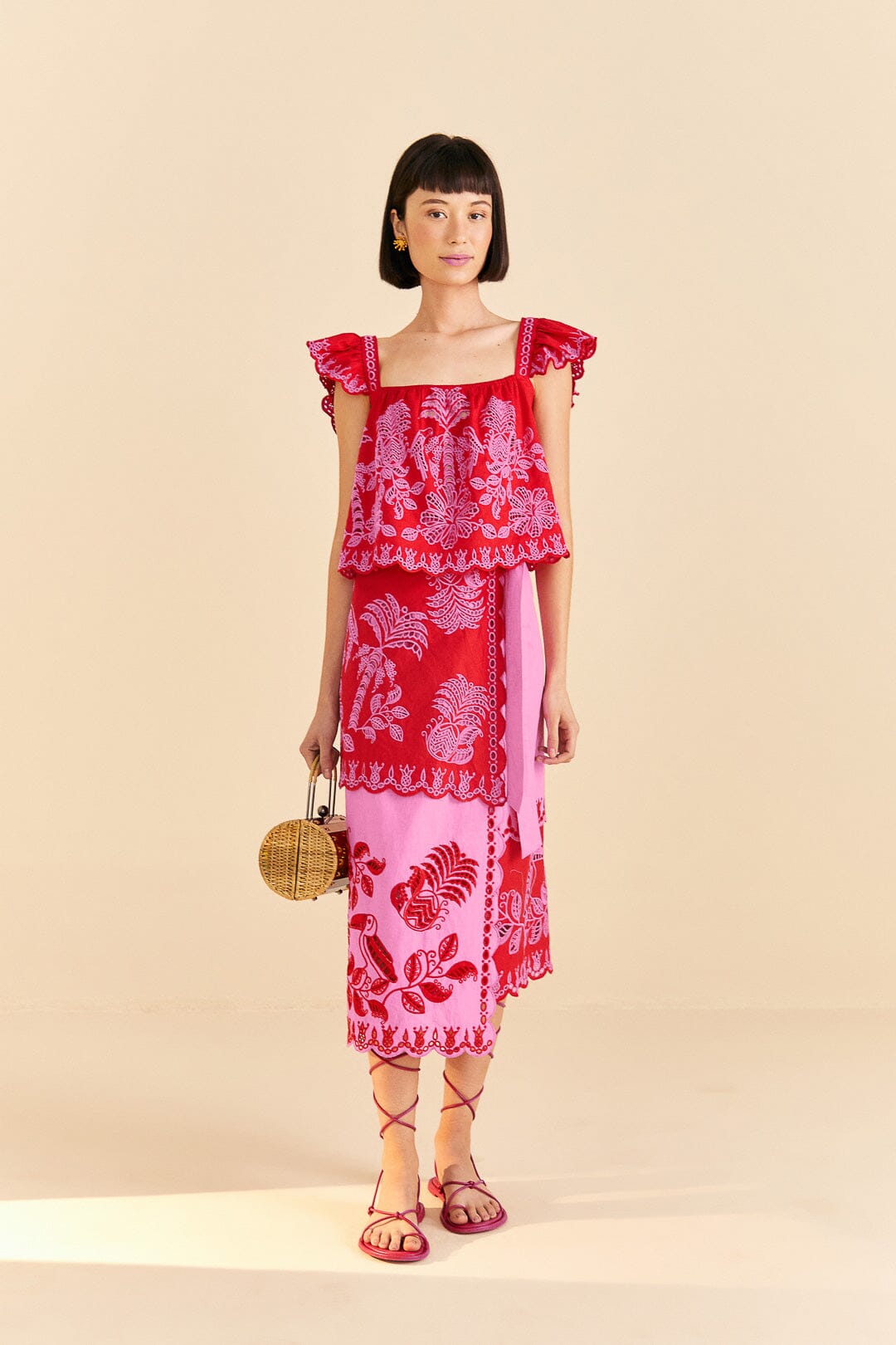 Red Palm Tree Richelieu Blouse | FARM Rio Women