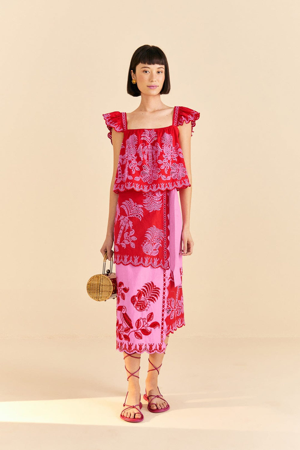 Red Palm Tree Richelieu Blouse | FARM Rio Women