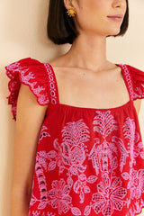 Red Palm Tree Richelieu Blouse | FARM Rio Women