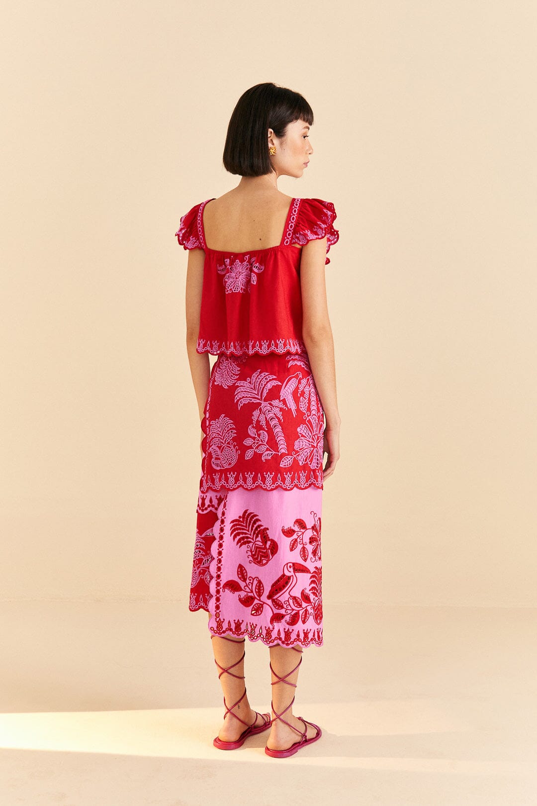 Red Palm Tree Richelieu Blouse | FARM Rio Women