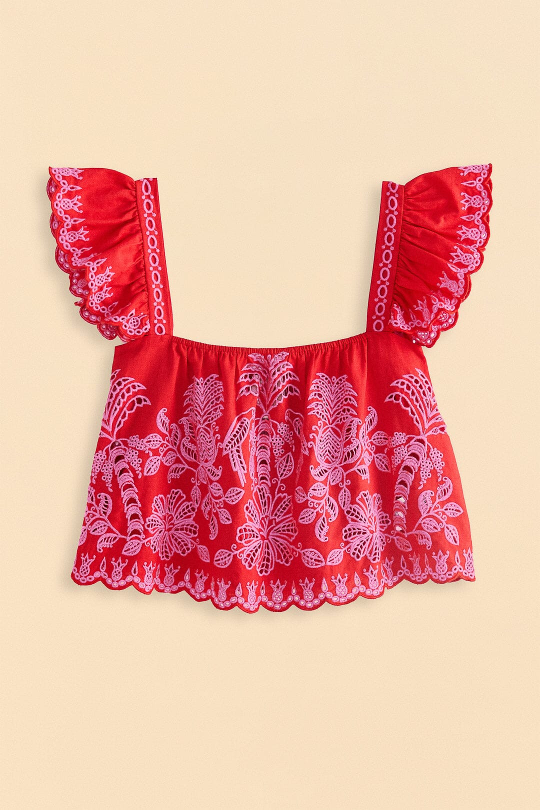 Red Palm Tree Richelieu Blouse | FARM Rio Women