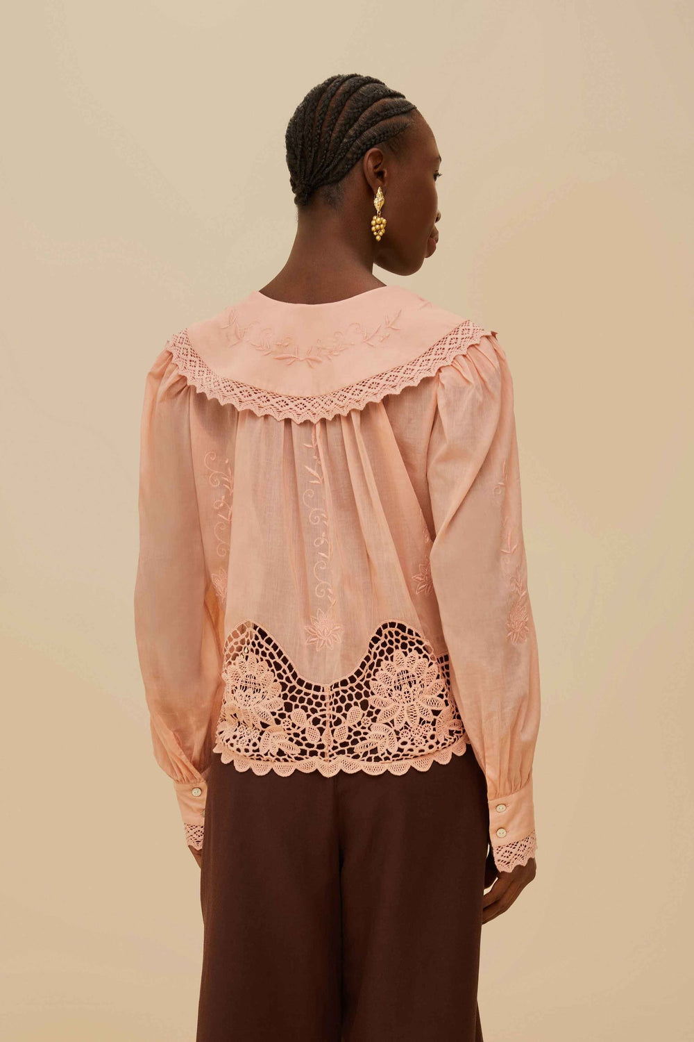 Pink Lacy Long Sleeve Blouse | FARM Rio Women