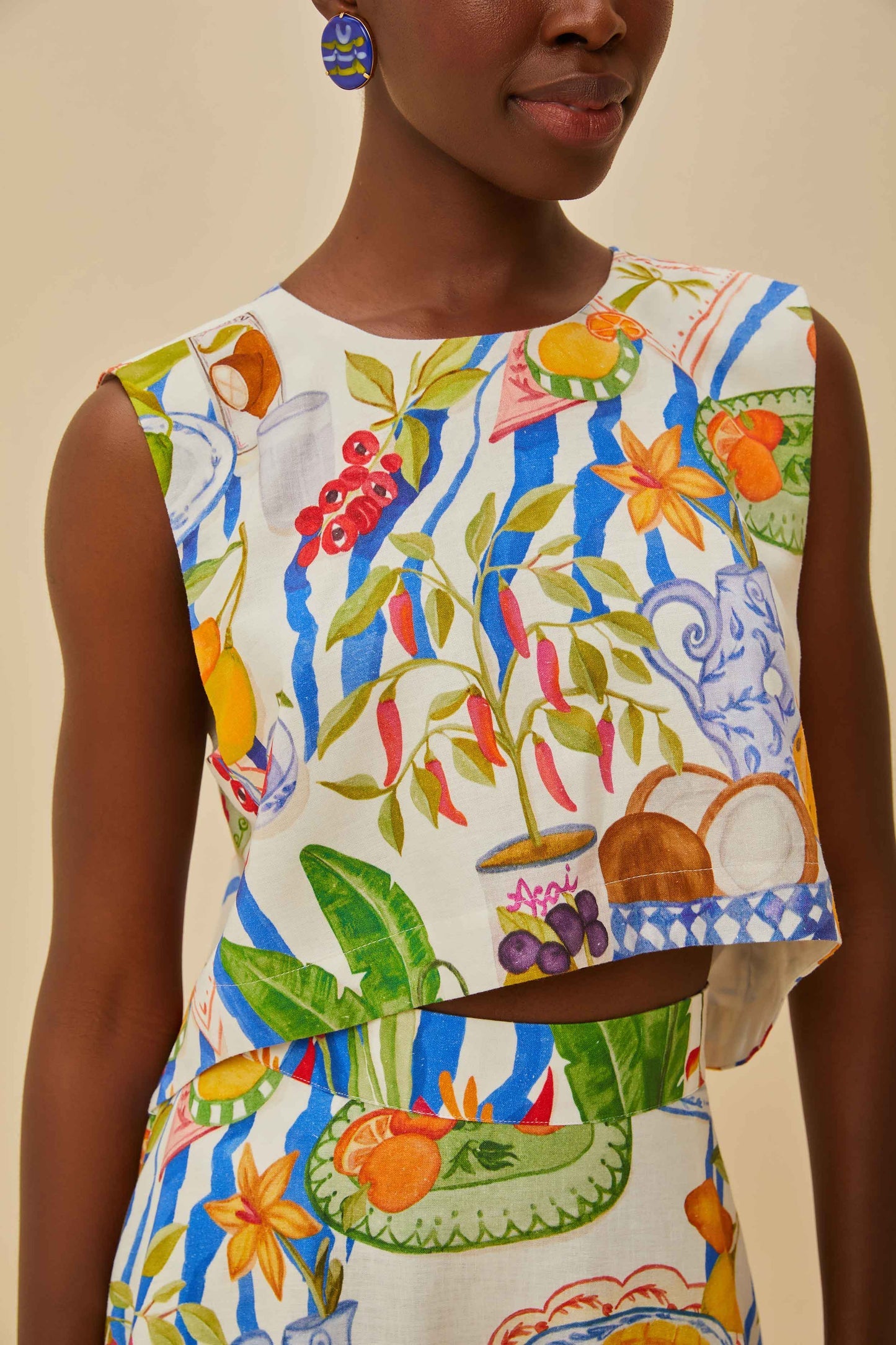 Off-White Fresh Table LENZING™ ECOVERO™ Euroflax™ Blouse | FARM Rio Women