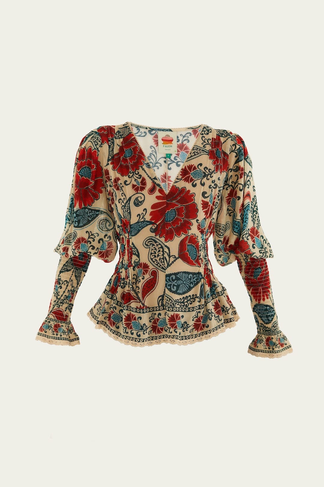 Sand Francesca Long Sleeve Blouse | FARM Rio | FARM Rio Women