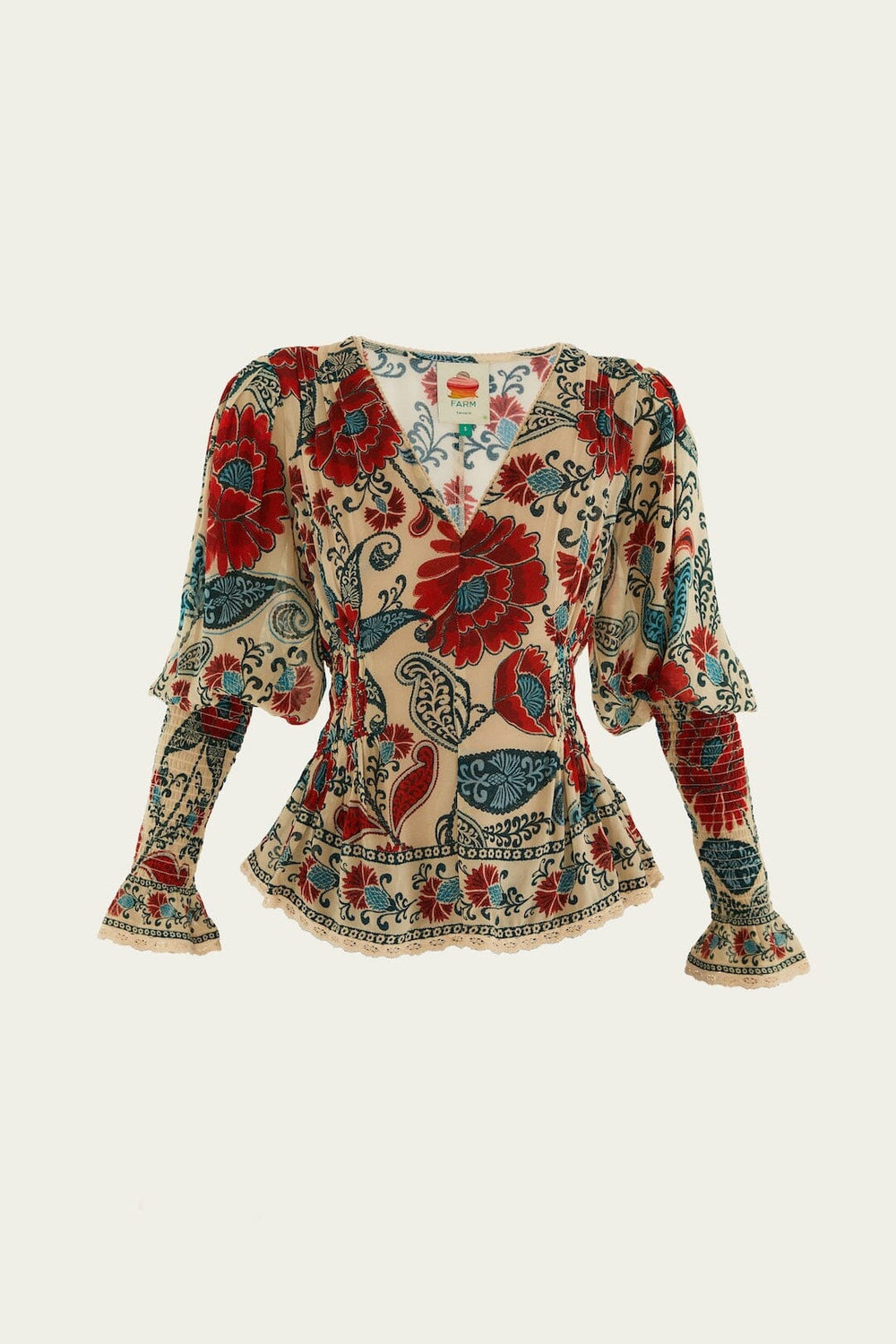 Sand Francesca Long Sleeve Blouse | FARM Rio | FARM Rio Women