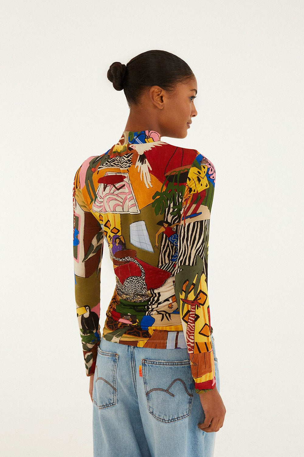Multicolor Tropical Long Sleeve Turtleneck Blouse | FARM Rio | FARM Rio Women