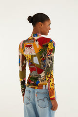 Multicolor Tropical Long Sleeve Turtleneck Blouse | FARM Rio | FARM Rio Women