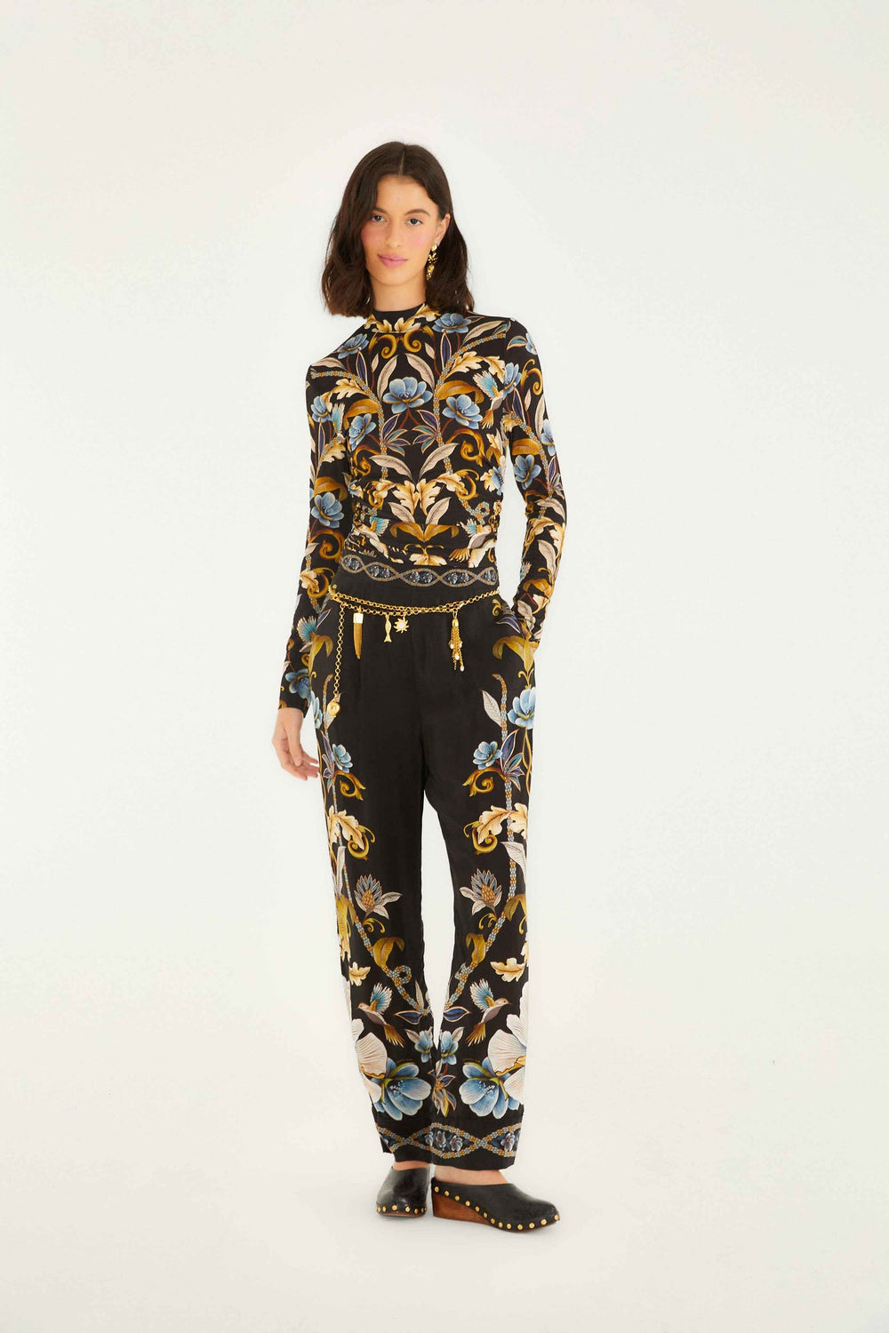 Black Flowerful Garden Jersey Blouse | FARM Rio | FARM Rio Women