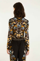 Black Flowerful Garden Jersey Blouse | FARM Rio | FARM Rio Women