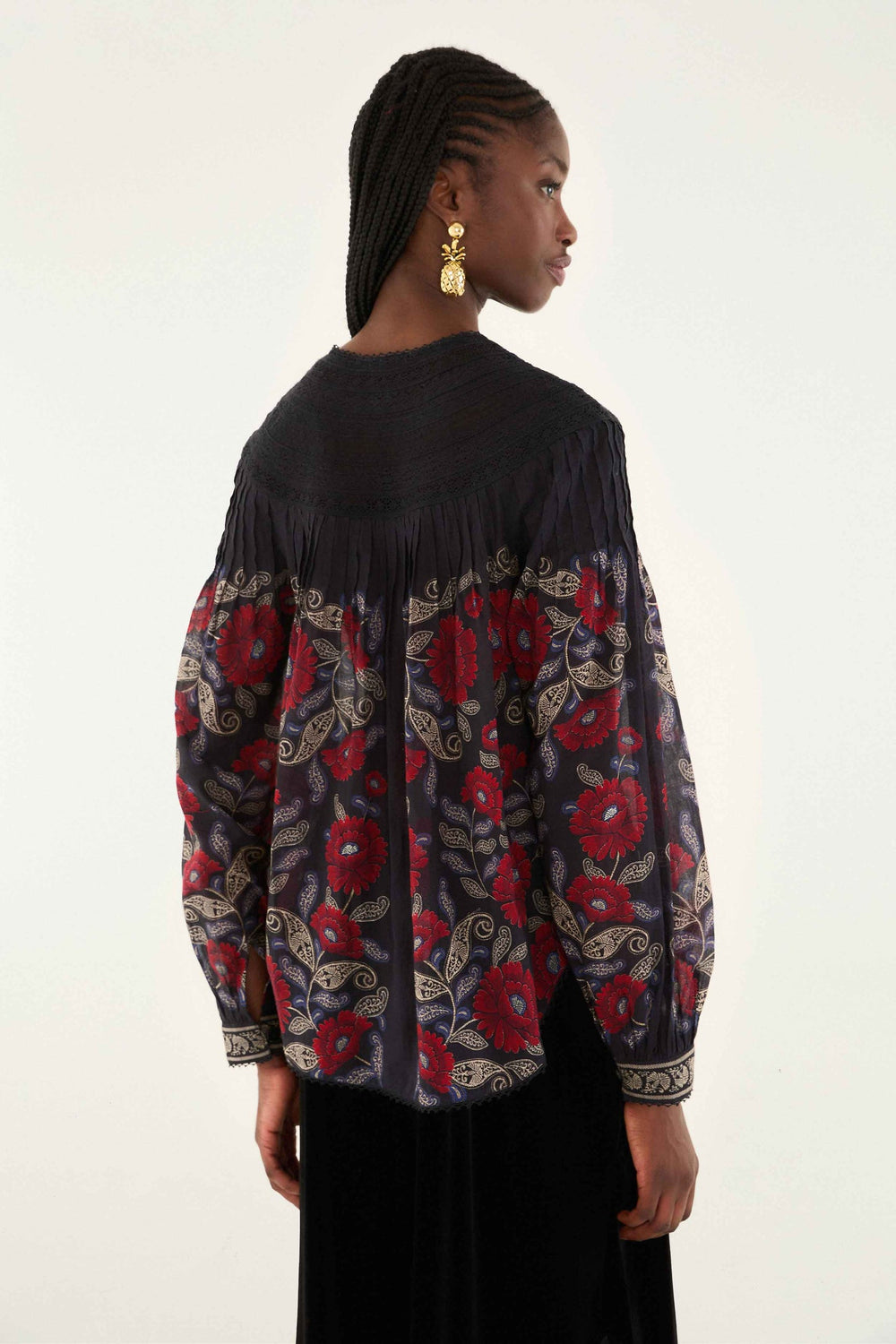 Black Valentina Long Sleeve Blouse | FARM Rio | FARM Rio Women