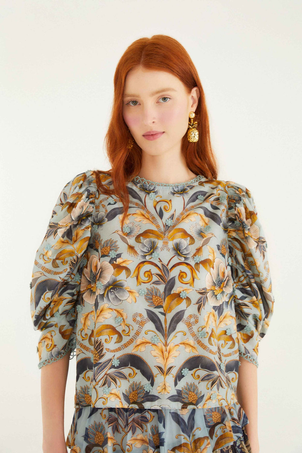 Blue Snake Garden 3d Applique Blouse | FARM Rio | FARM Rio Women