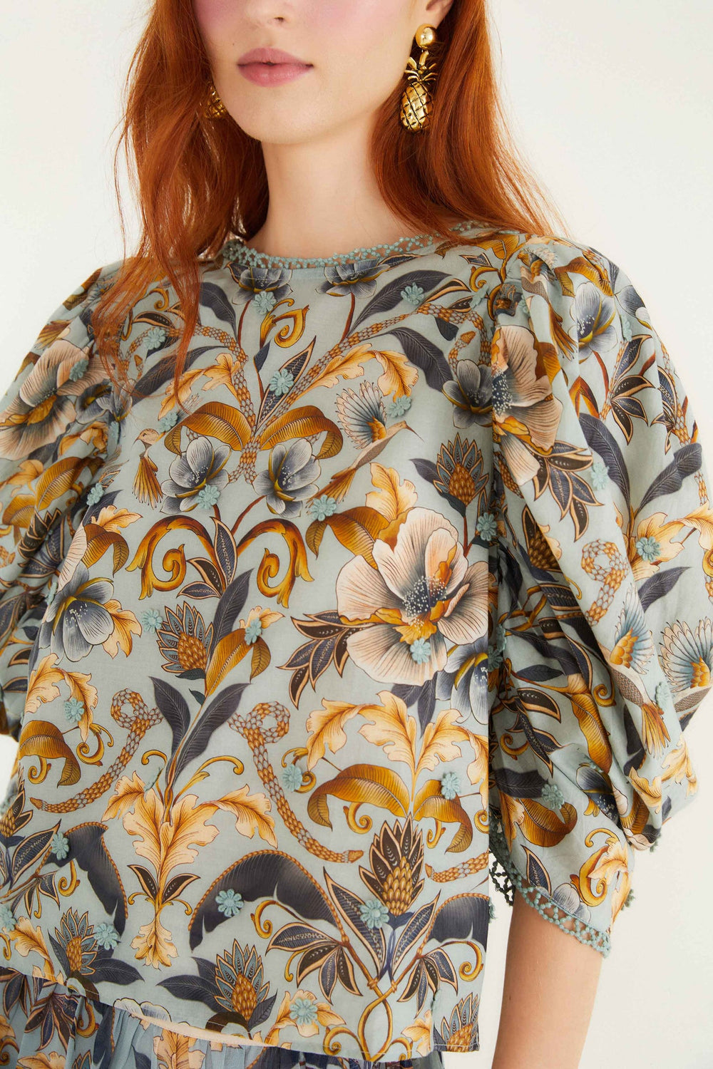 Blue Snake Garden 3d Applique Blouse | FARM Rio | FARM Rio Women