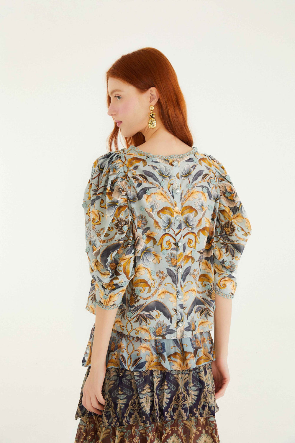 Blue Snake Garden 3d Applique Blouse | FARM Rio | FARM Rio Women