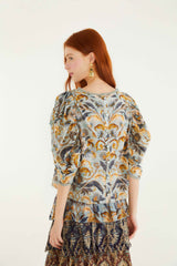Blue Snake Garden 3d Applique Blouse | FARM Rio | FARM Rio Women