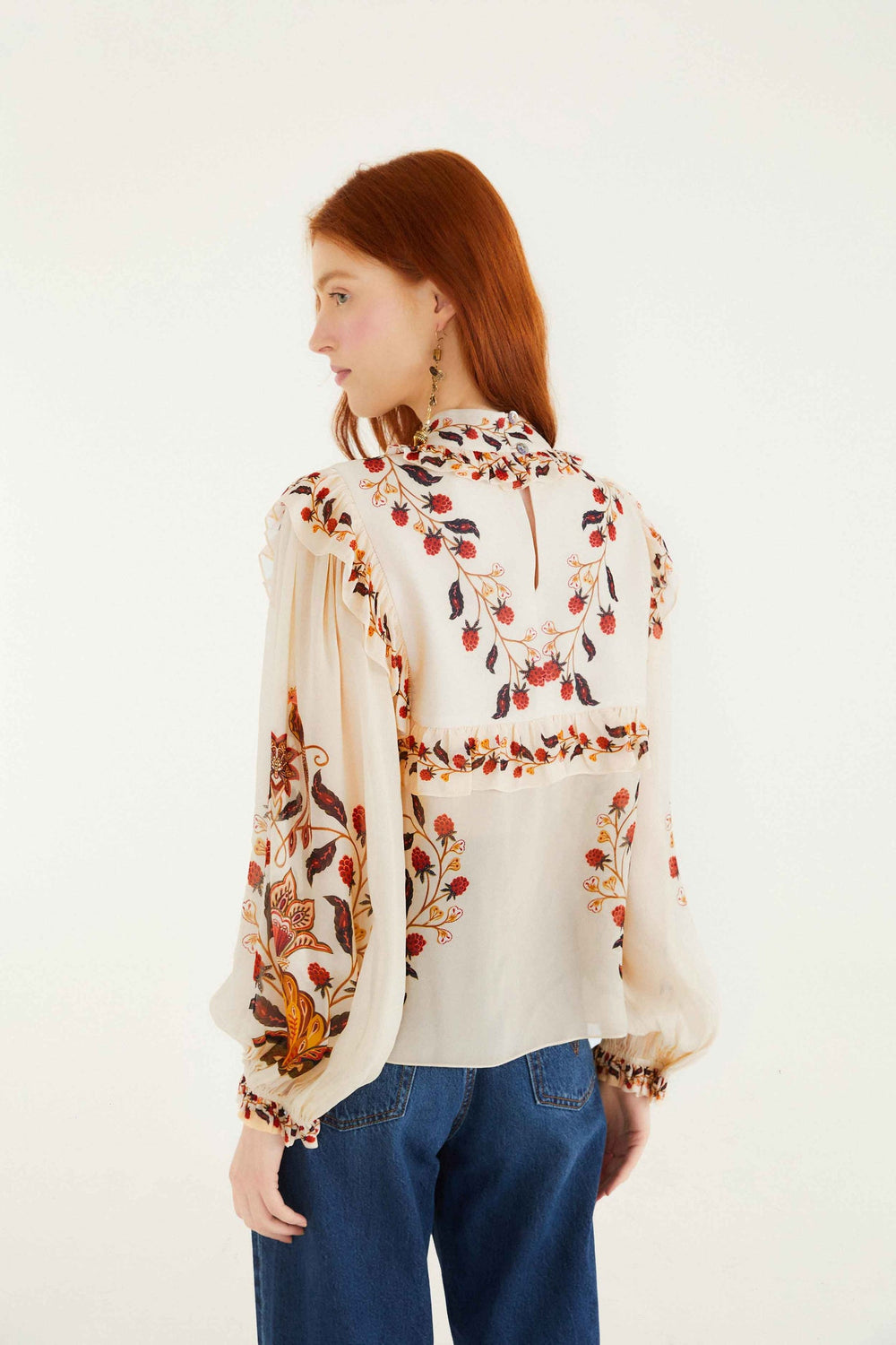 Cream Berry Garden Long Sleeve Blouse | FARM Rio | FARM Rio Women