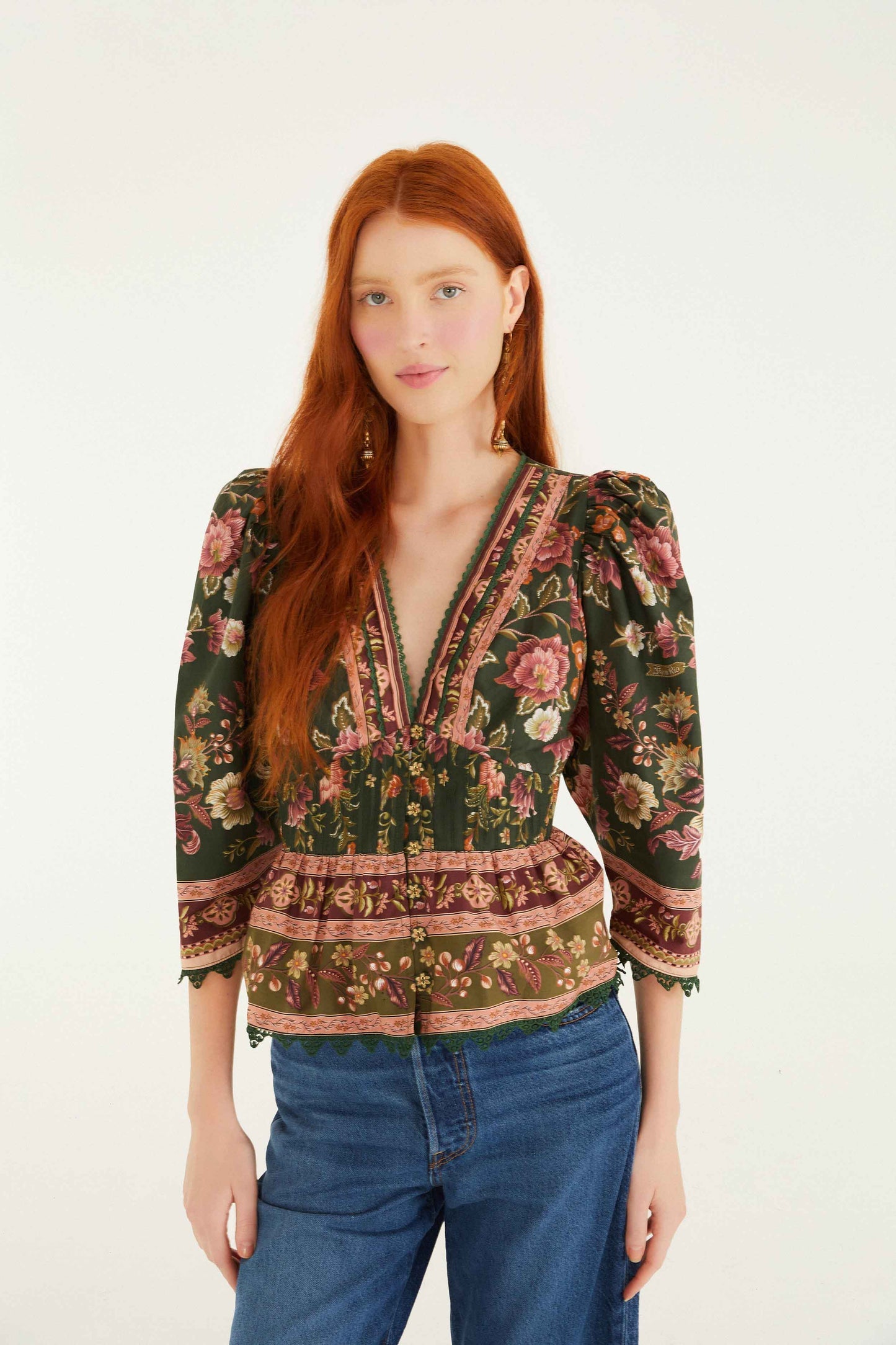 Green Flowering Garden Tree Blouse | FARM Rio | FARM Rio Women