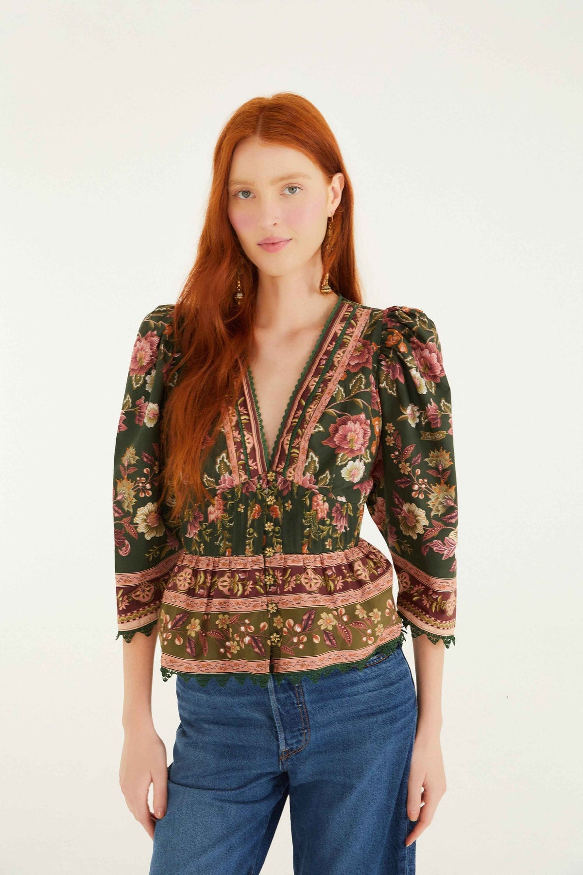 Green Flowering Garden Tree Blouse | FARM Rio | FARM Rio Women