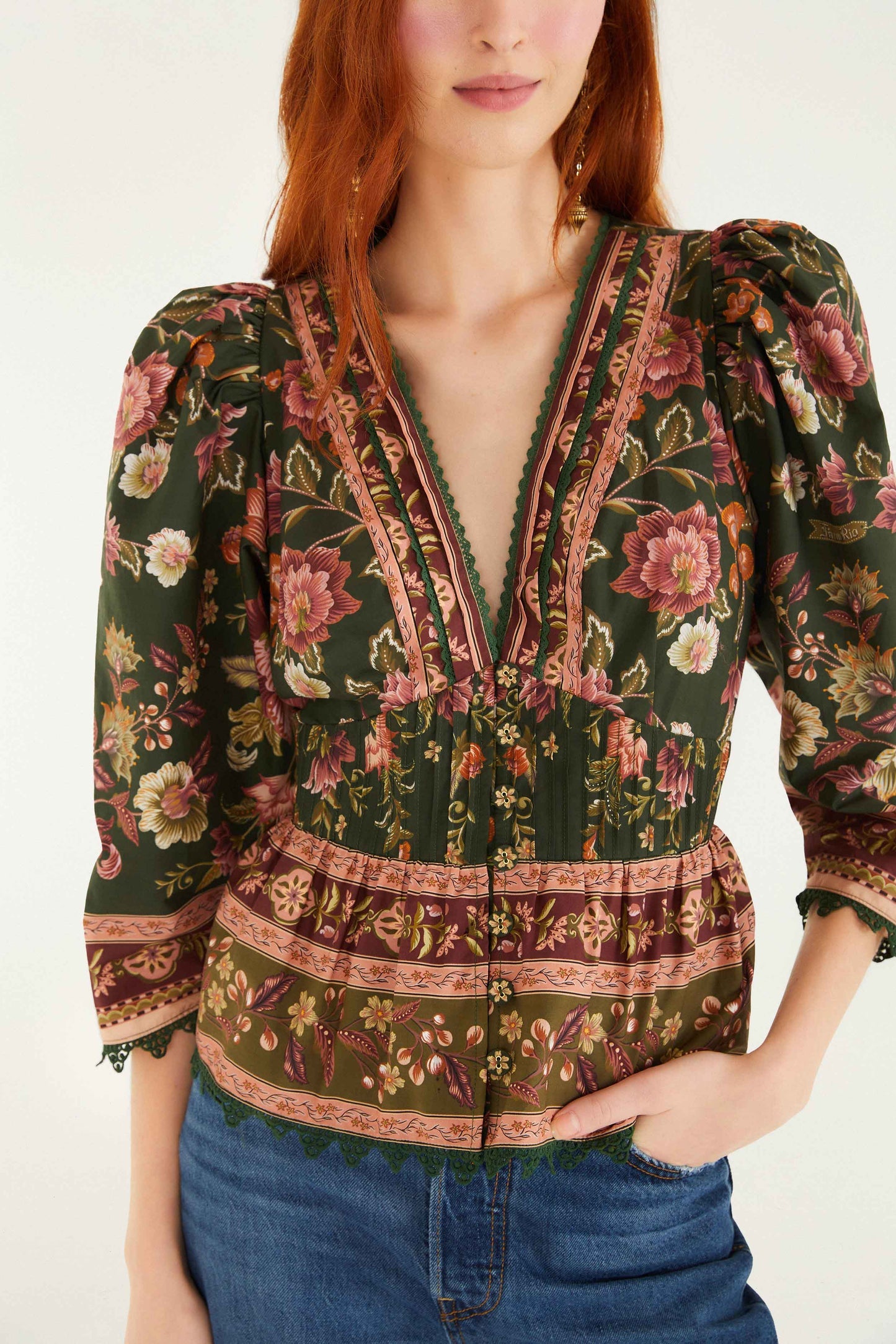 Green Flowering Garden Tree Blouse | FARM Rio | FARM Rio Women