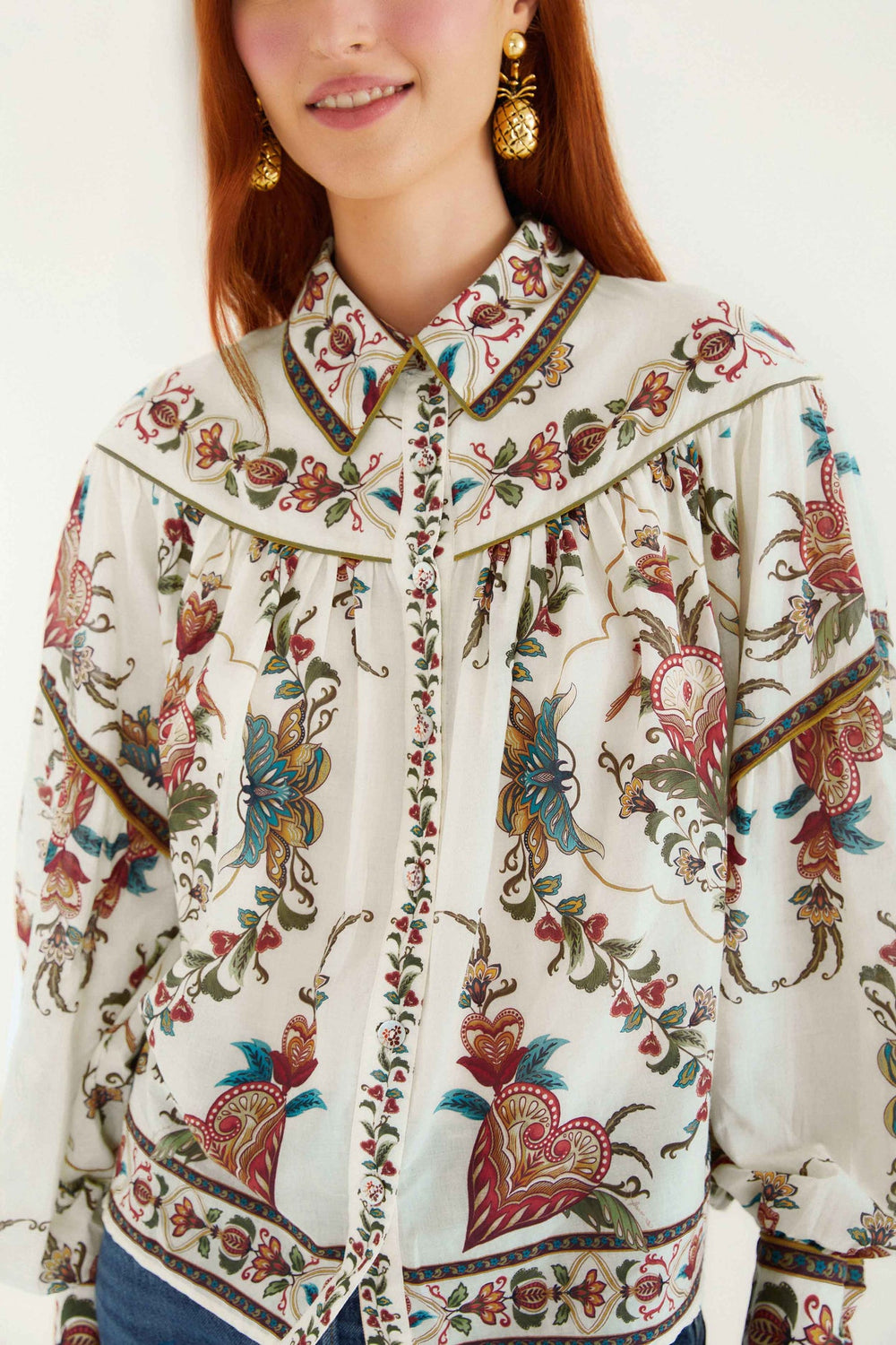Cream Majestic Hearts Blouse | FARM Rio | FARM Rio Women