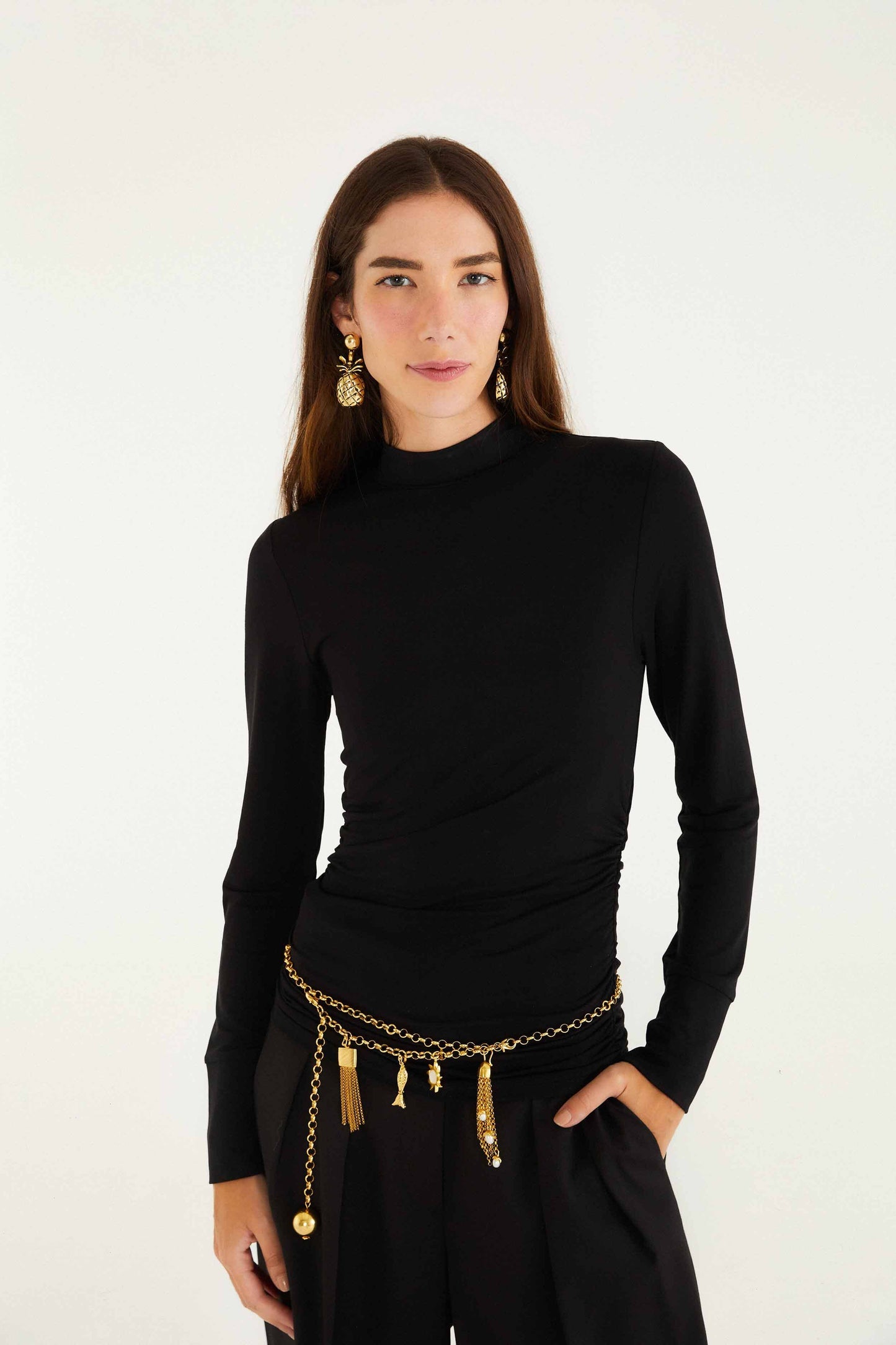 Black Jersey Long Sleeve Blouse | FARM Rio | FARM Rio Women