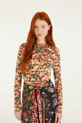 Pink Ikat Tiny Flowers Jersey Blouse | FARM Rio | FARM Rio Women