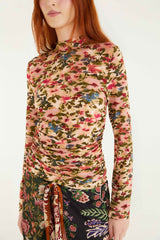 Pink Ikat Tiny Flowers Jersey Blouse | FARM Rio | FARM Rio Women