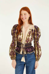 Sand Embroidered Tapestry Long Sleeve Blouse | FARM Rio | FARM Rio Women
