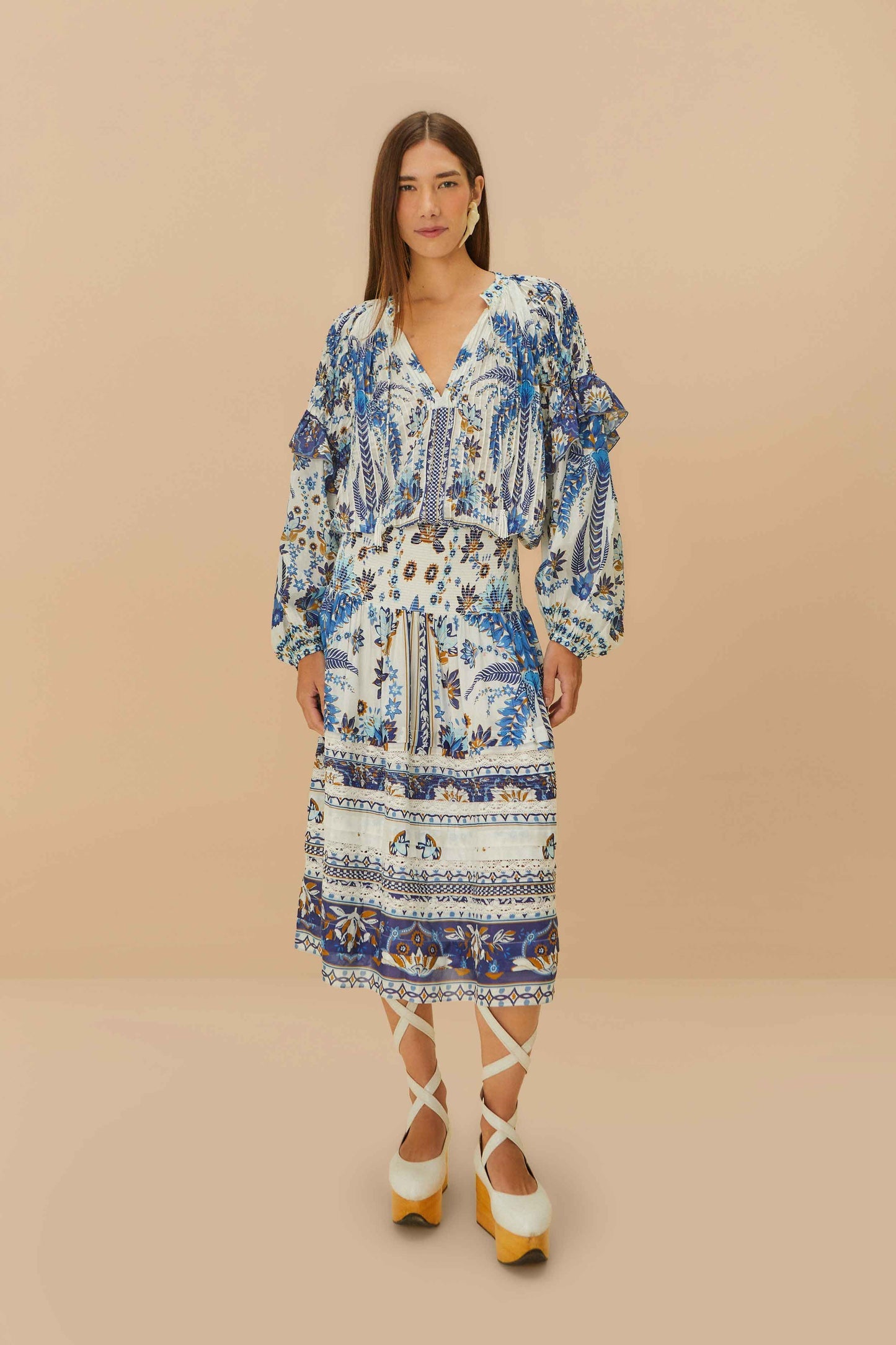 Off-White Ana Tapestry Blouse | FARM Rio Women