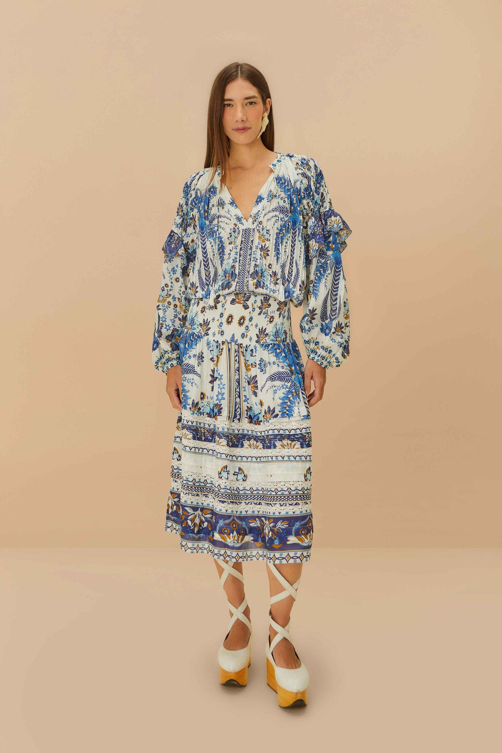 Off-White Ana Tapestry Blouse | FARM Rio Women