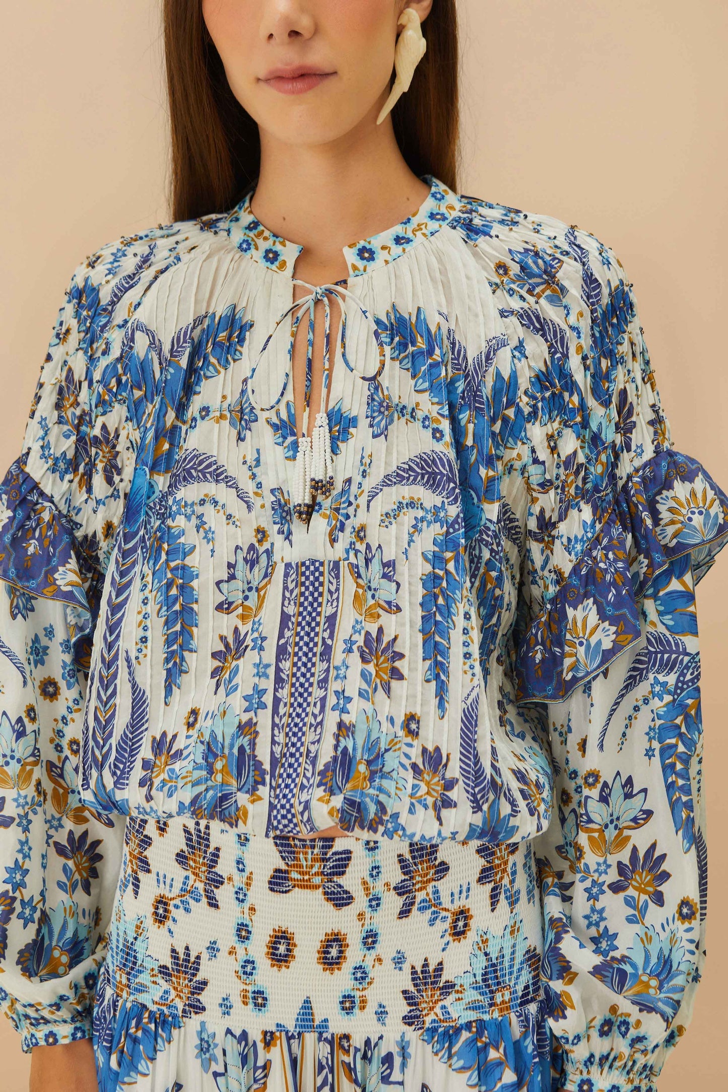 Off-White Ana Tapestry Blouse | FARM Rio Women