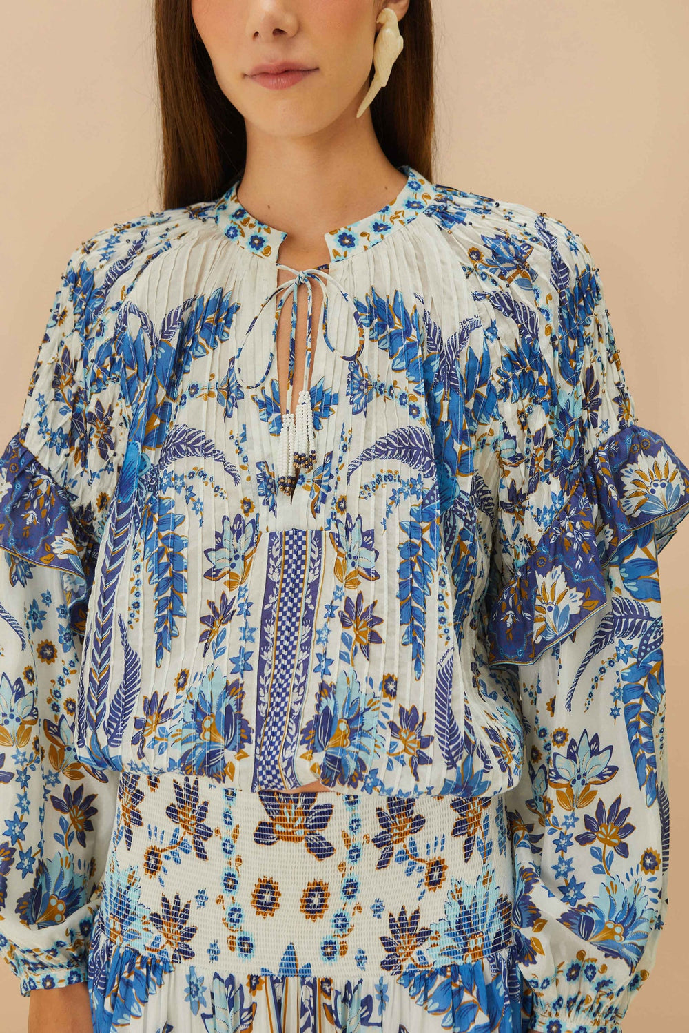 Off-White Ana Tapestry Blouse | FARM Rio Women