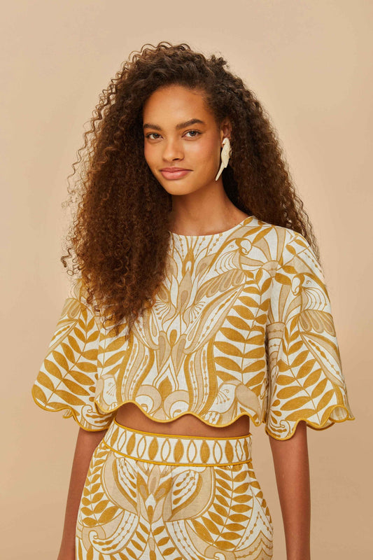 Off-White Lace Nature Euroflax™ Premium Linen Blouse | FARM Rio Women