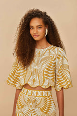 Off-White Lace Nature Euroflax™ Premium Linen Blouse | FARM Rio Women