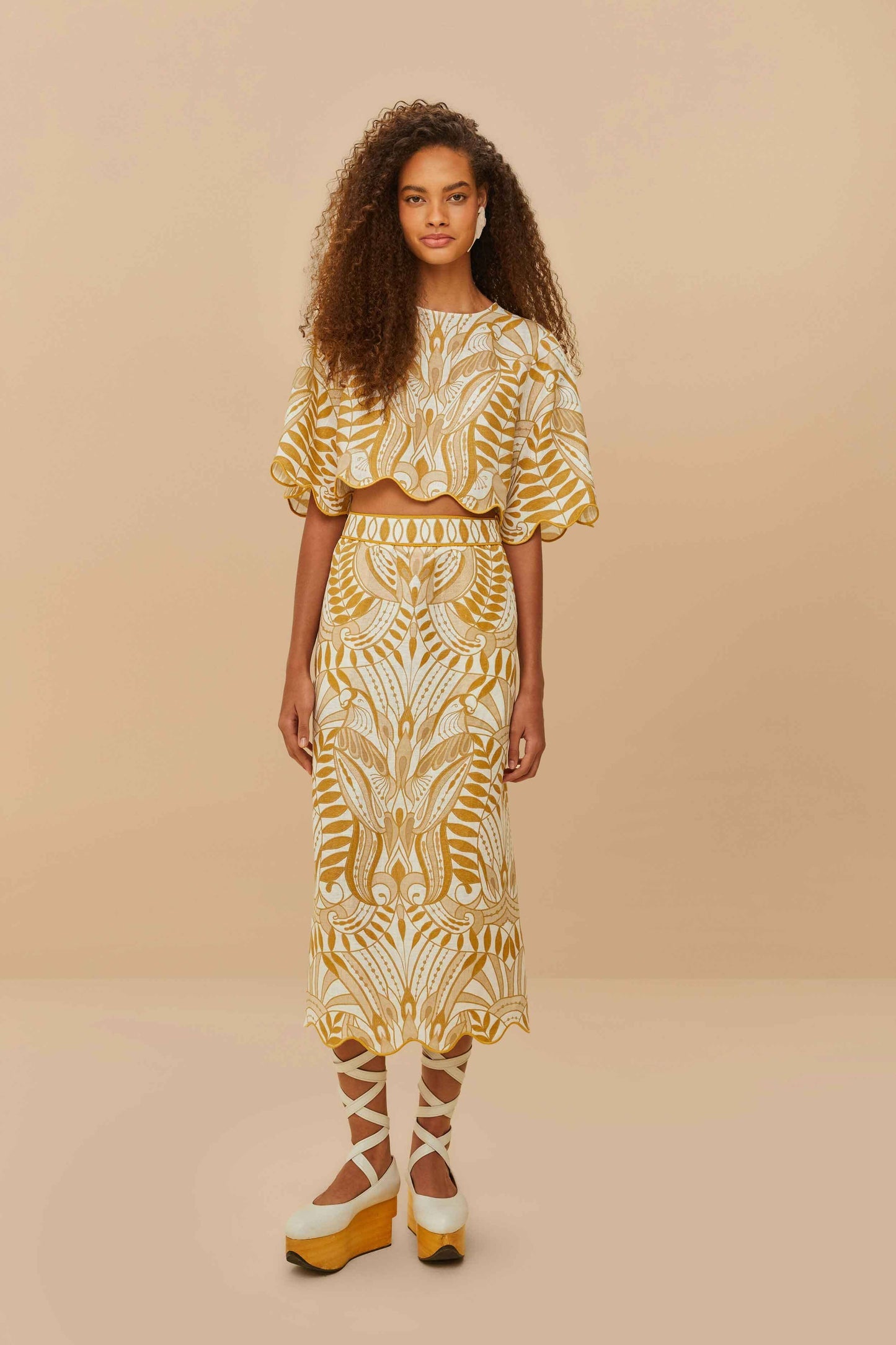 Off-White Lace Nature Euroflax™ Premium Linen Blouse | FARM Rio Women