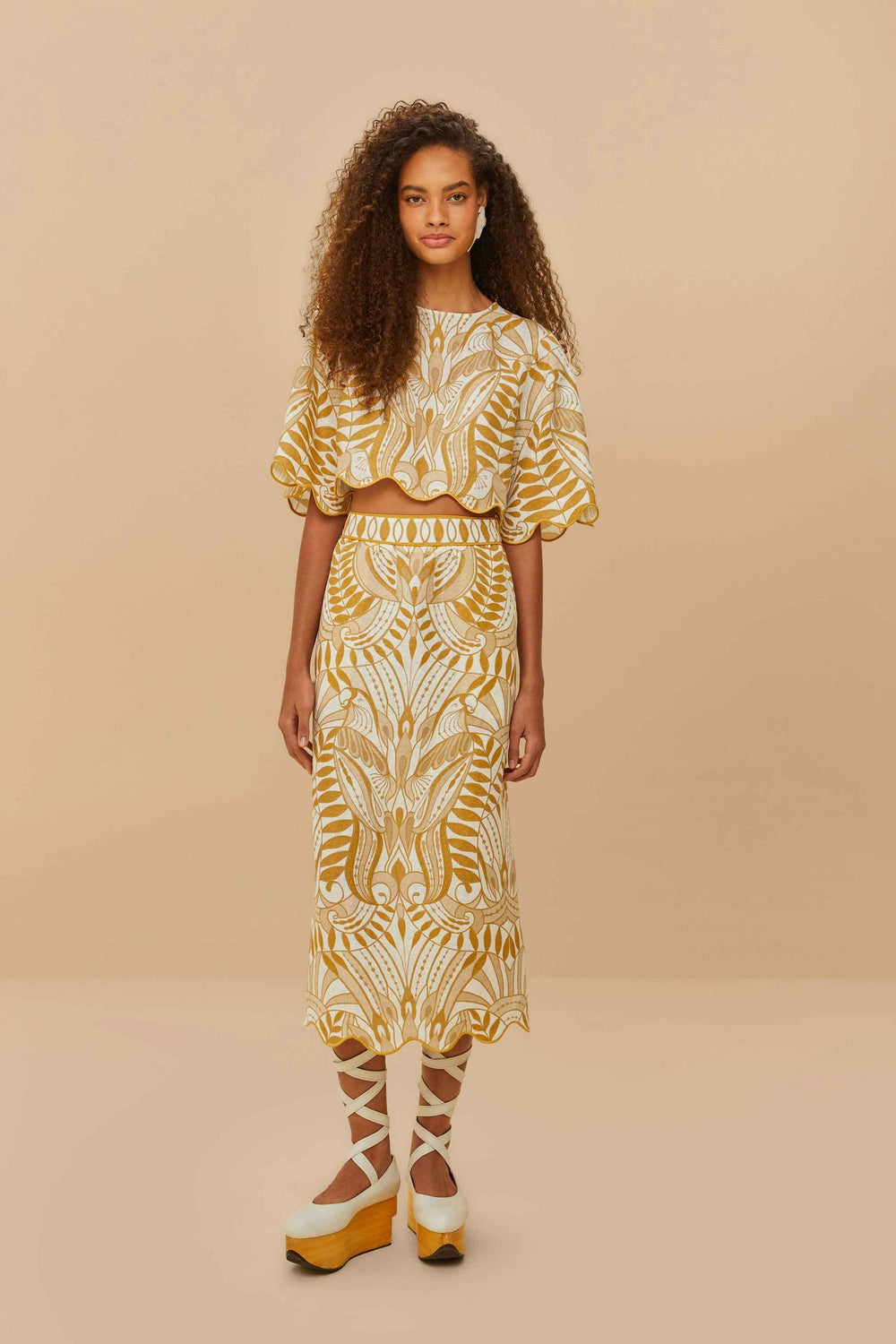 Off-White Lace Nature Euroflax™ Premium Linen Blouse | FARM Rio Women
