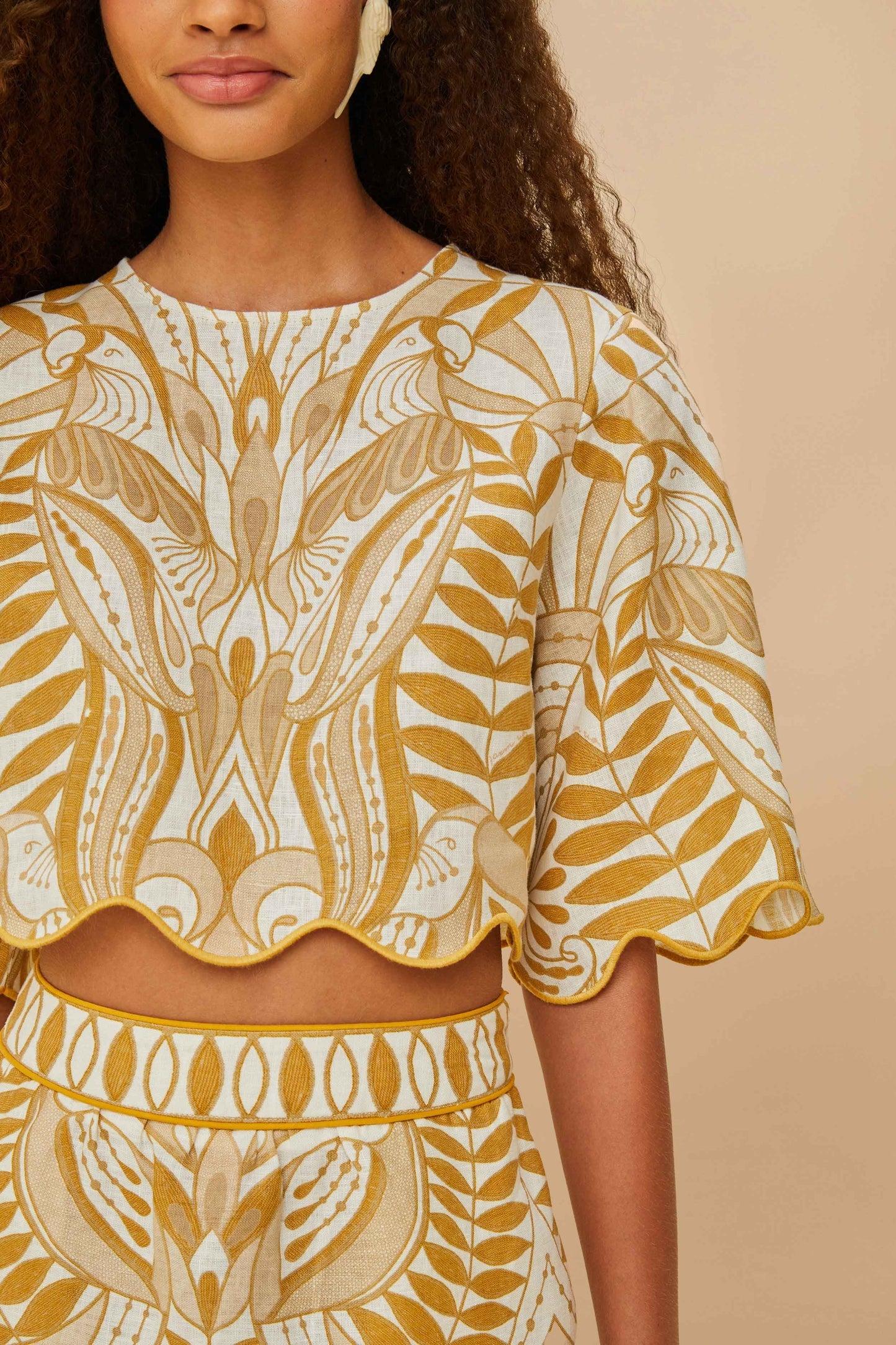 Off-White Lace Nature Euroflax™ Premium Linen Blouse | FARM Rio Women