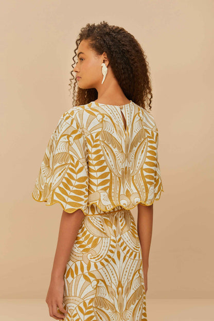 Off-White Lace Nature Euroflax™ Premium Linen Blouse | FARM Rio Women