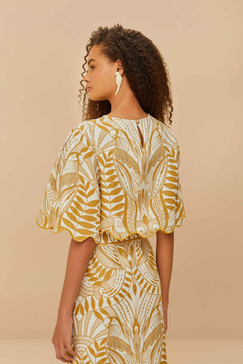 Off-White Lace Nature Euroflax™ Premium Linen Blouse | FARM Rio Women